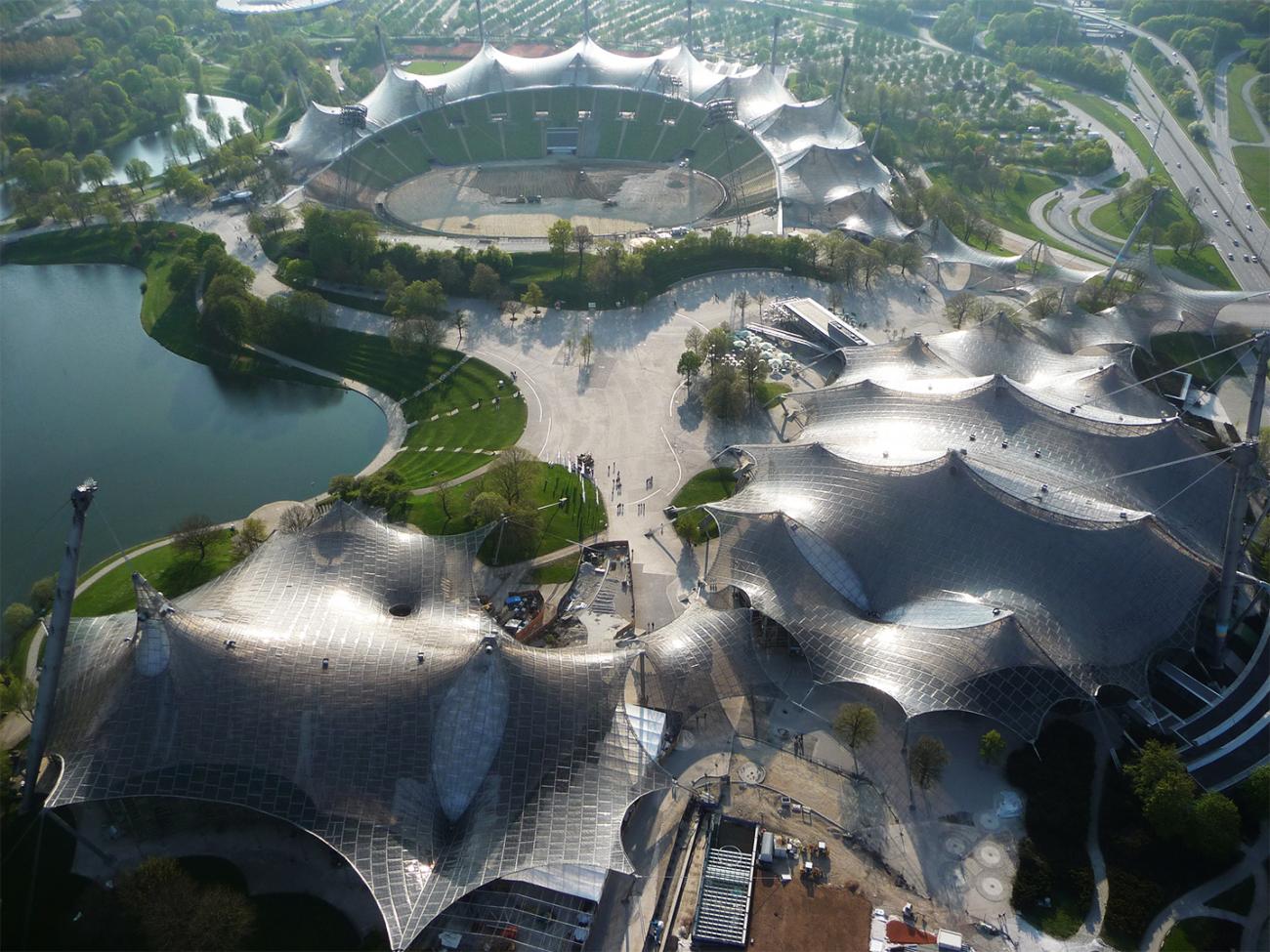 Vista aérea de las cubiertas tensadas del Olympiapark de Múnich